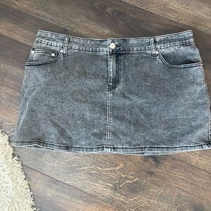 Edikted Charcoal Denim Mini Skirt